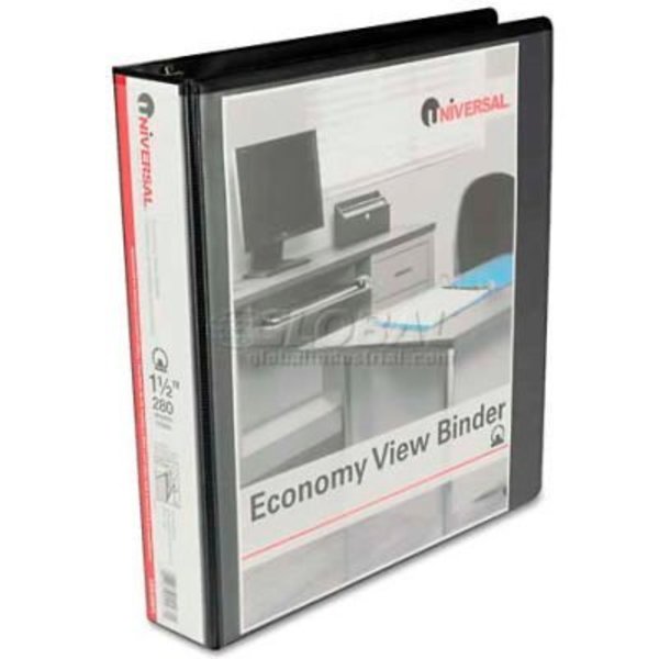 Universal Universal® Round Ring Economy Vinyl View Binder, 1-1/2" Capacity, Black UNV20971***